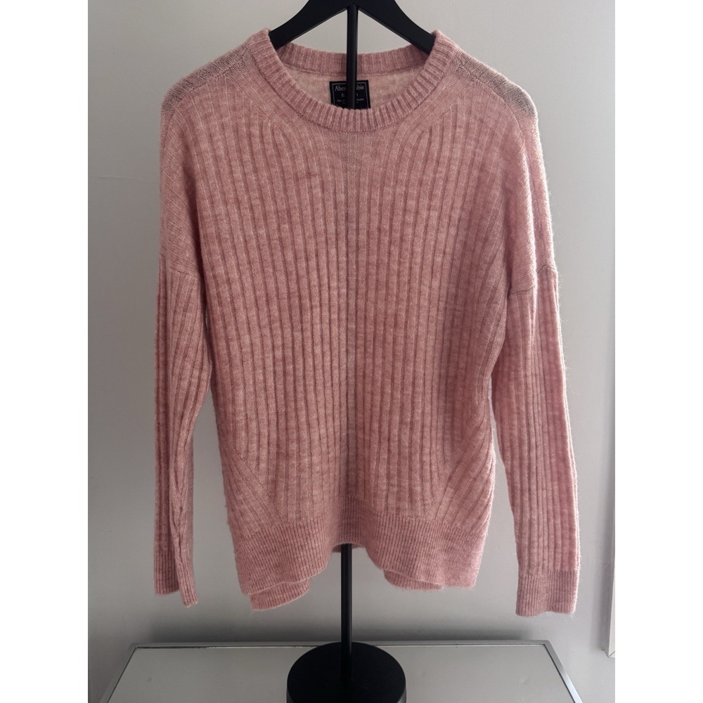 Abercrombie Fitch Ribbed Sweater Pink Crew Neck Soft Knit Women S Cozy